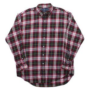 Polo Ralph Lauren Pink Checkered Button Front Casual Mens Prep Shirt sz L